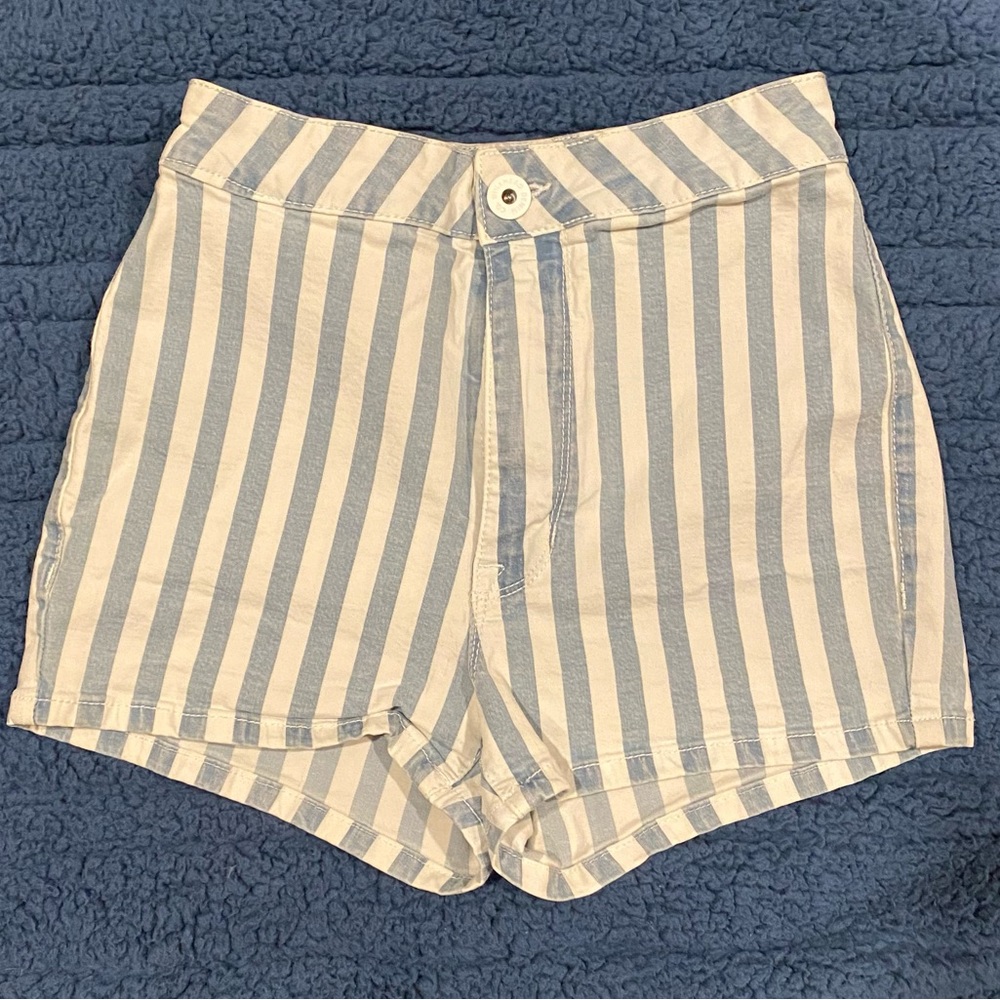 Bullhead Blue & White Striped Beach High Rise Hot Shorts - Size 1